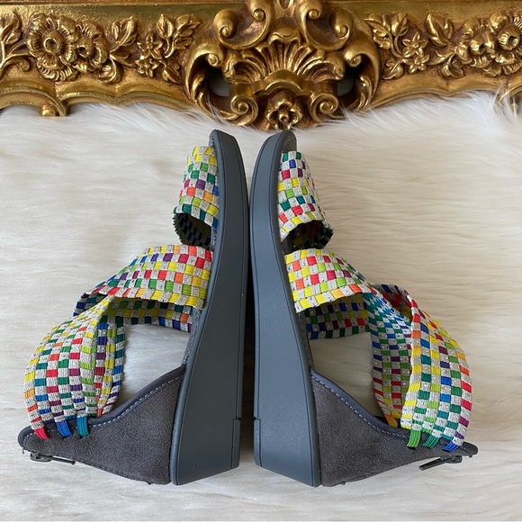 Steven By Steve Madden Demo Rainbow Elastic Strap Low Wedge Sandal - Picture 6 of 12